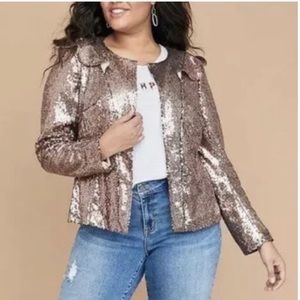Lane Bryant Rose Gold Sequin Blazer Size 20